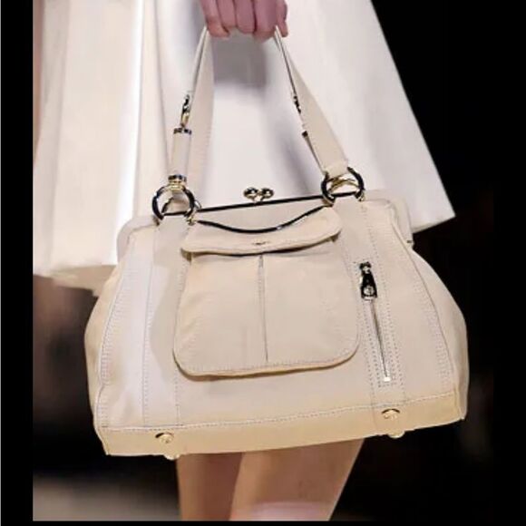Céline Clandestine Ivory Beige leather Frame Bag gold hardware Michael Kors 2006 - Picture 1 of 11